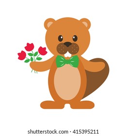 beaver with flower