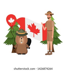 Beaver forest and ranger of canada design