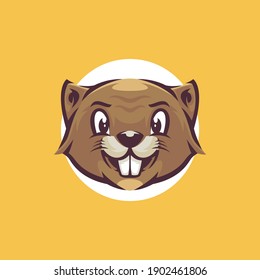 beaver fun logo template vector