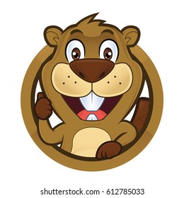 Beaver giving thumbs up in round frame