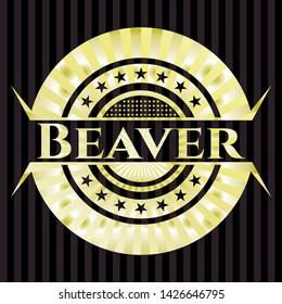 Beaver gold badge. Vector Illustration. Detailed.