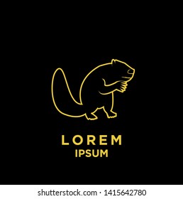 beaver gold outline black background logo icon design vector illustration