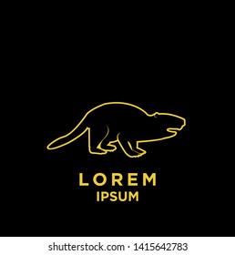 beaver gold outline black background logo icon design vector illustration