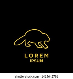 beaver gold outline black background logo icon design vector illustration