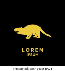 beaver gold silhouette black background logo icon design vector illustration