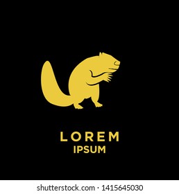 beaver gold silhouette black background logo icon design vector illustration