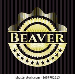 Beaver golden emblem or badge. Vector Illustration. Detailed.
