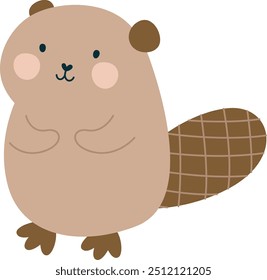 Beaver Hand Drawn Vector Illustration