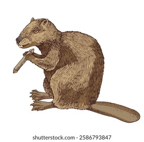 Beaver hand drawn vector illustration