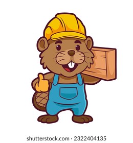 Beaver Handyman Cartoon Mascot Builder