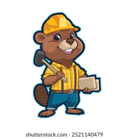 Beaver Handyman Mascot Design for Flooring Company