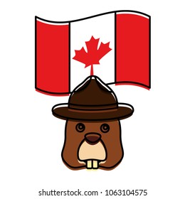 beaver with hat and canadian flag