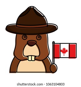 beaver with hat and canadian flag