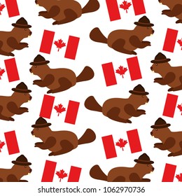 beaver with hat and canadian flag pattern