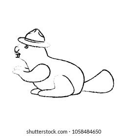 beaver with hat canadian mascot wildlife