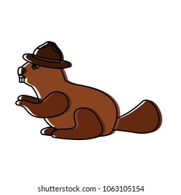 beaver with hat character