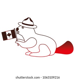 beaver with hat and flag canadian
