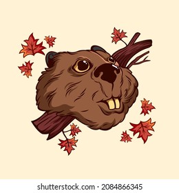 Beaver head cartoon character decoration