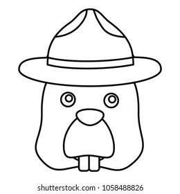 beaver head cartoon character hat sheriff