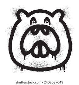 Beaver head graffiti drawn with black spray paint