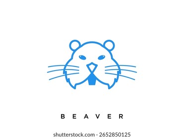 Beaver head line logo icon vector design