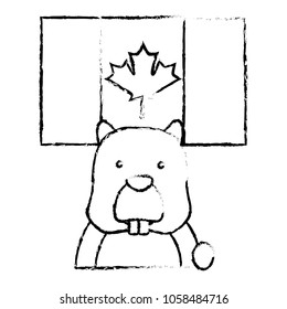 beaver head rodent with canadian flag