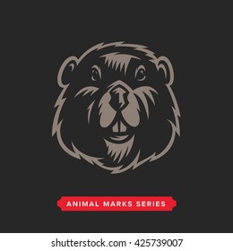 Beaver Head Symbol. Great for Badge Label Sign Icon Logo Design. Quality Beaver Emblem. Premium Retro Style Drawing. Hand crafted Vector illustration. Authentic Vintage Graphics.