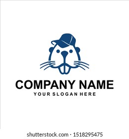 beaver head unique logo vector