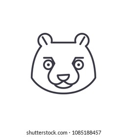beaver head vector line icon, sign, illustration on background, editable strokes