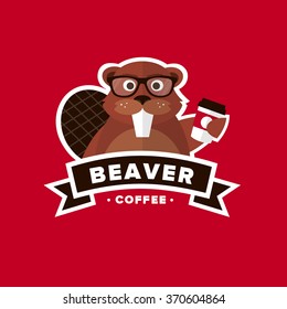 Beaver Hipster Coffee logo 
