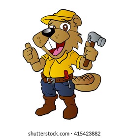 Beaver holding hammer