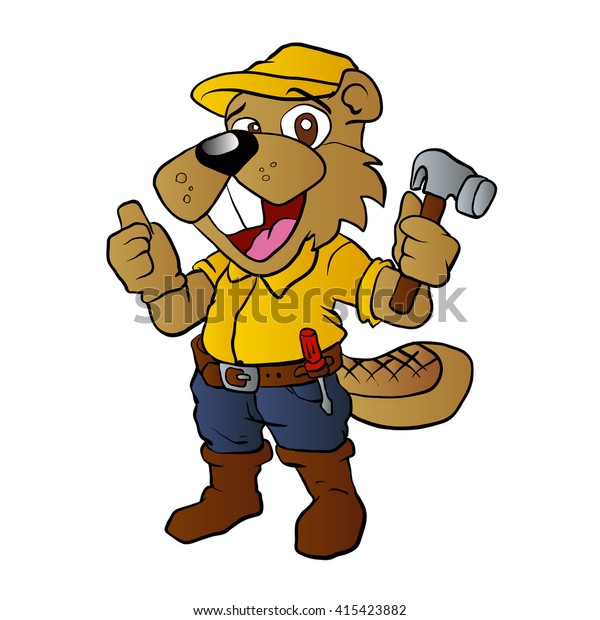 Beaver Holding Hammer Stock Vector (Royalty Free) 415423882