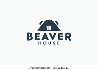 beaver house logo with a combination of beaver head silhouette and house