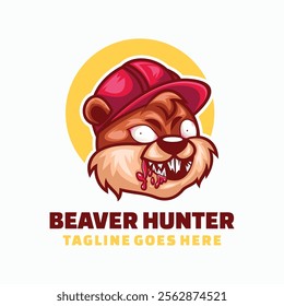 Beaver Hunter Simple Mascot Logo