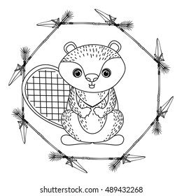 Beaver icon. Animal cartoon and nature theme. Isolated and drawn design. Vector illustration