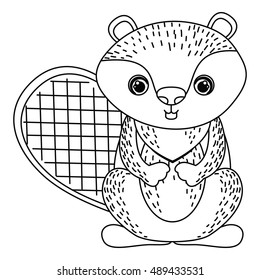 Beaver icon. Animal cartoon and nature theme. Isolated and drawn design. Vector illustration