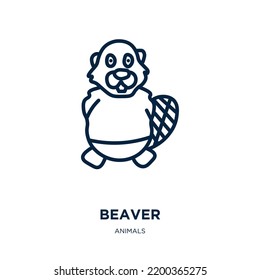 beaver icon from animals collection. Thin linear beaver, cartoon, nature outline icon isolated on white background. Line vector beaver sign, symbol for web and mobile