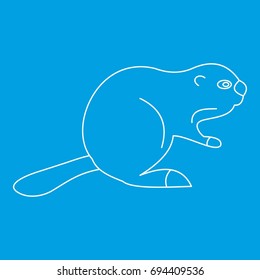 Beaver icon blue outline style isolated vector illustration. Thin line sign