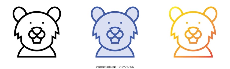 beaver icon. Linear, Blue Fill and Gradient Style Design Isolated On White Background