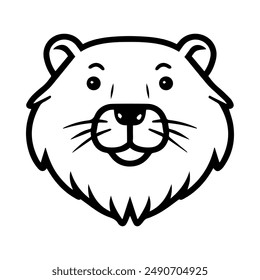 Beaver icon or modern line symbol. Vector line art and icon design with bold outline. Black and white Pixel Perfect minimalistic symbol isolated white background. Silhouette simple thin sign