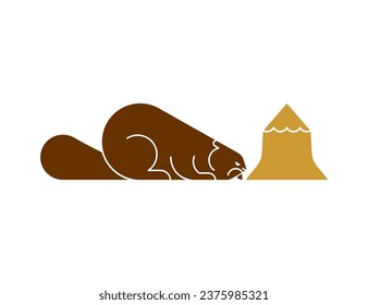 Beaver icon sign isolated. Animal Vector illustration