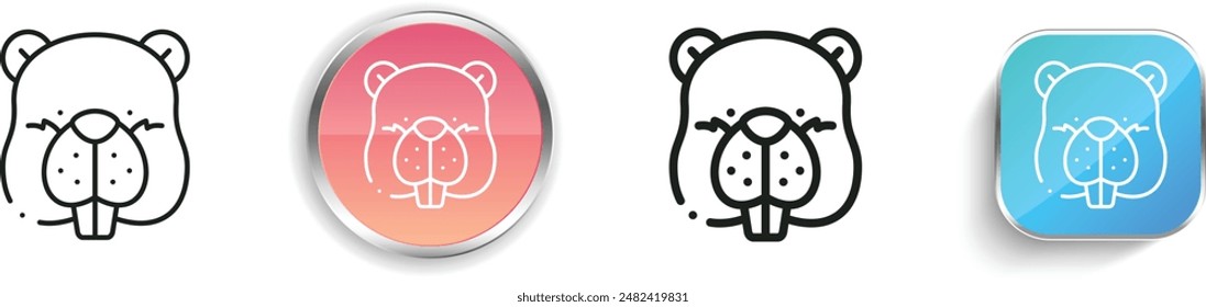 beaver icon. Thin Linear, Regular and Button Style Design Isolated On White Background