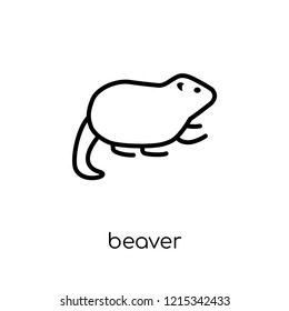 Beaver icon. Trendy modern flat linear vector Beaver icon on white background from thin line animals collection, editable outline stroke vector illustration