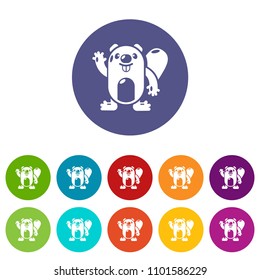 Beaver icons color set vector for any web design on white background