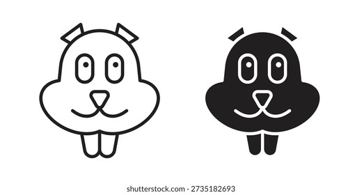 Beaver icons for design. Easily editable stroke. Modern flat design.