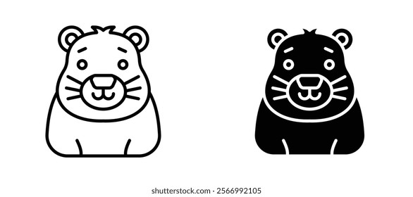 Beaver icons in outline and fill. vector illustration for ui.