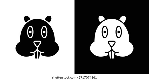 Diseño de silueta de Vector de iconos de castor. Ilustración de Diseño gráfico plano de Vector.