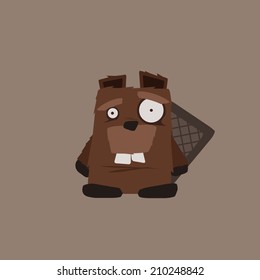 Beaver illustration. Abstract emotional beaver. Cartoon style. Use for card, poster, brochure, banner. Easy to edit. Vector illustration - EPS10.