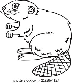 Beaver Isolated Coloring Page For Kids