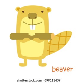 Beaver isolated. Drawing beaver for a child